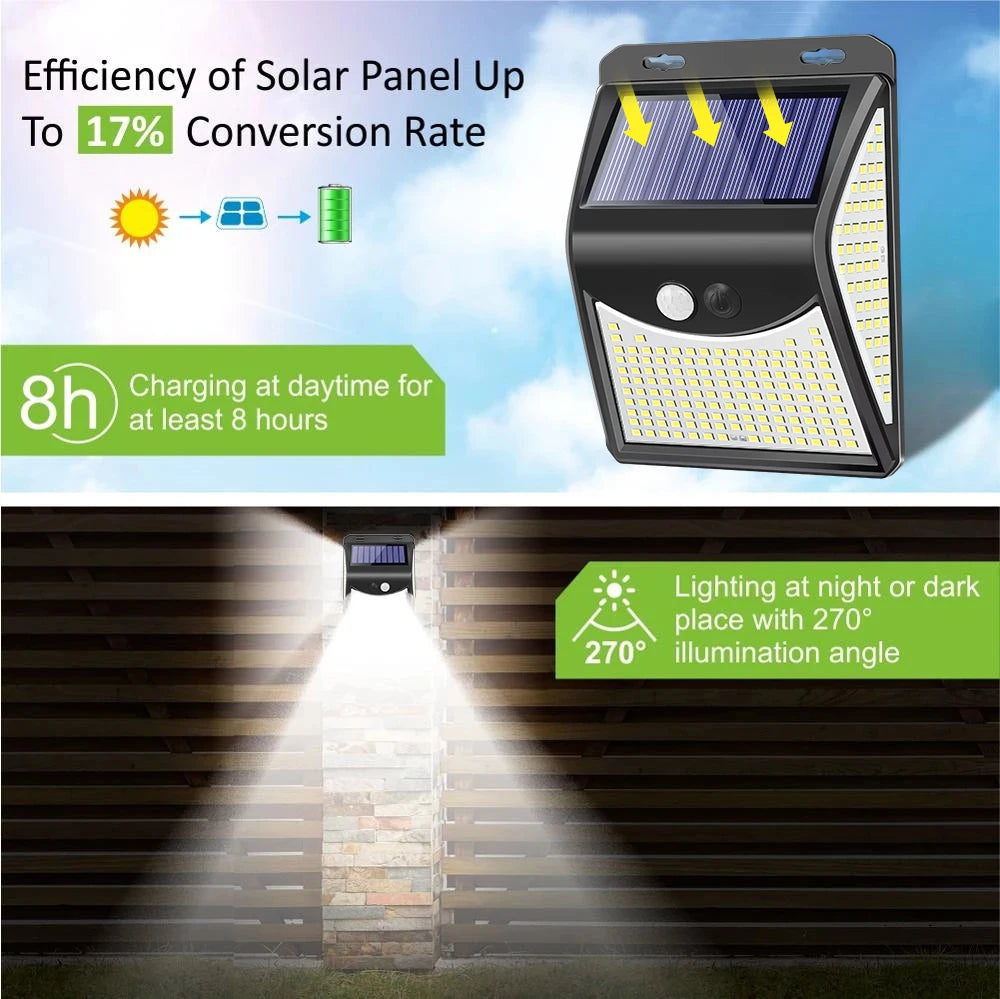 244 222 LED Solar Light Outdoor 4 Modes Motion Sensor PIR Wall Light Waterproof Solar Lamp Solar Powered Garden Focos Solares