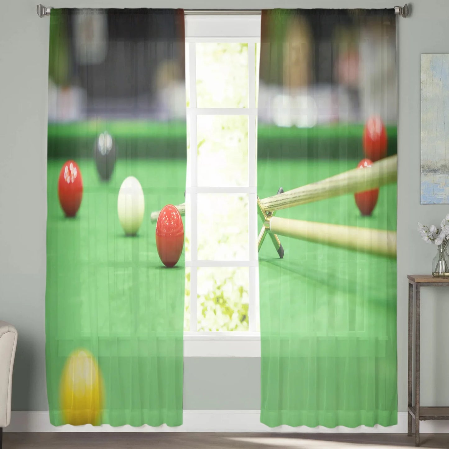 Ball Billiard Pole Sheer Window Curtains for Bedroom Hall Drapes Home Decor Tulle Curtains for Living Room Chiffon Curtains