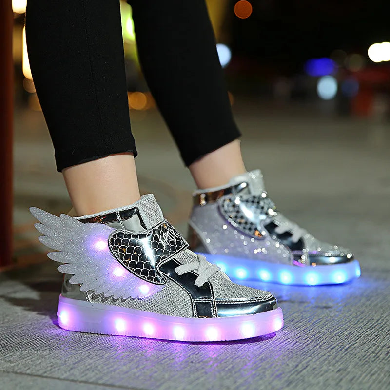 Children's Casual Shoes New Small  Medium-sized Children's LED Charging Luminous Shoes Children's Shoes USB Colorful Light Shoes