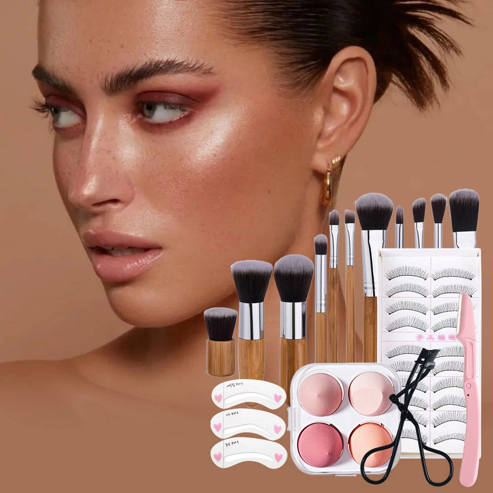 POPFEEL Multifunctional Women’s Makeup Set-Complete Beginner -Friendly Cosmetic Kit with Eyeshadow Palette, Lipstick, Hand Cream