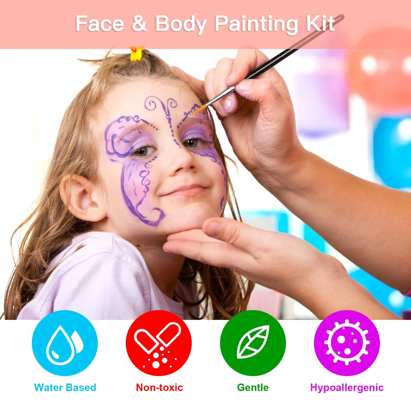 Professional Face & Body Painting Kit 20 Colors Washable Water Based Paints Non-Toxic Face Paint Palette for Halloween Cosplay