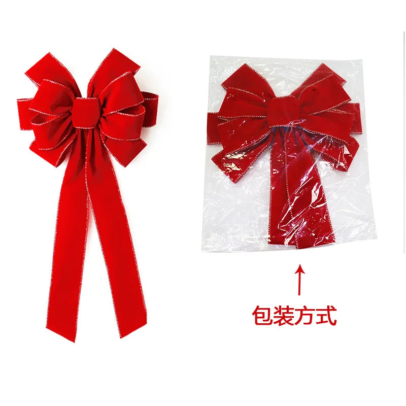 Red Christmas Bows Outdoor Decorations,Large Christmas Tree Topper Bow with Glitter Gold Edge for Xmas Home Front Door Decor