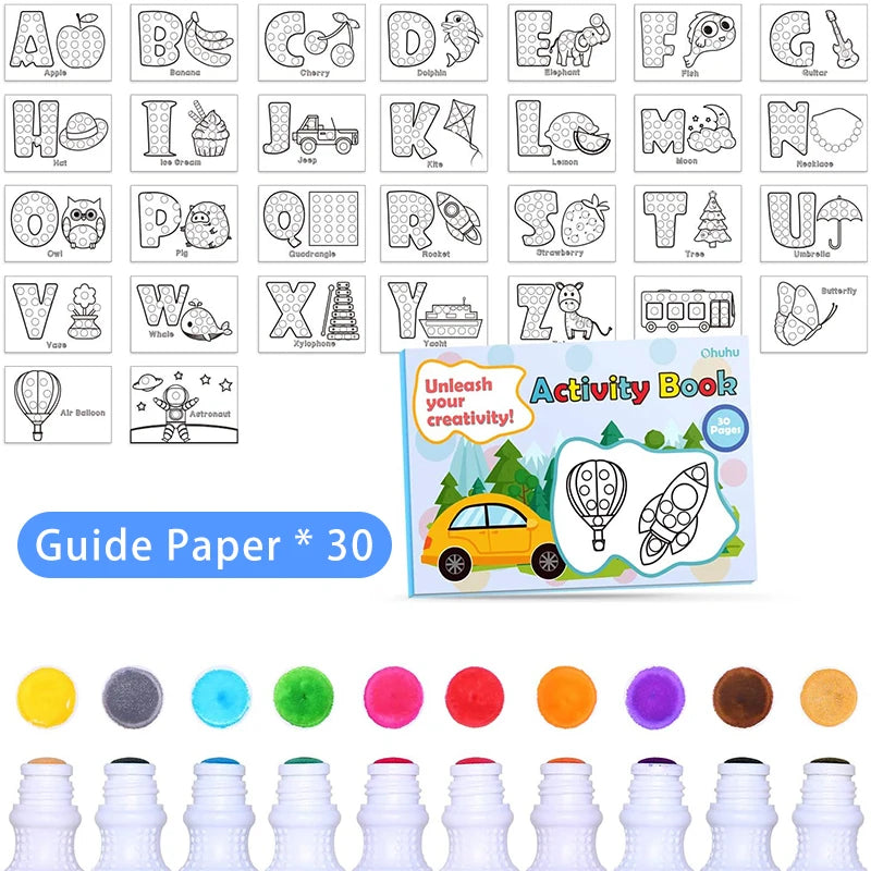 Ohuhu Dot Makers Bingo Pen Mini Graffiti Flowing Pen Washable Paint Signature Pen Watercolor Pen Children's Painting Tools Kids