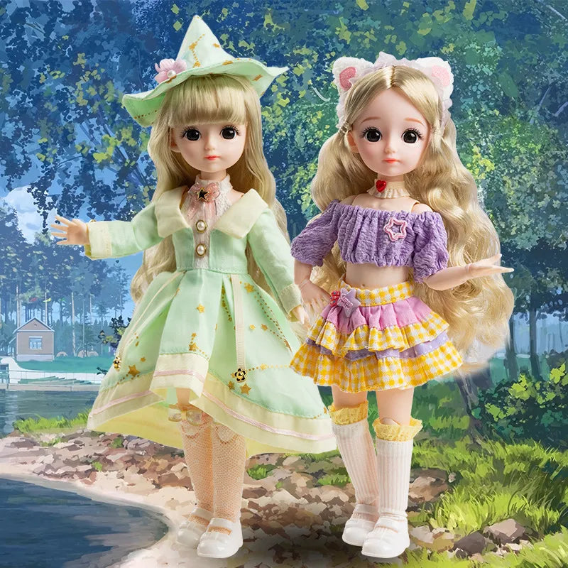 30cm Kawaii 1/6 BJD Doll 13 Joints Movable Girl Princess Doll Clothes Dress Up Accessories Simulation Toy for Kids Children Gift