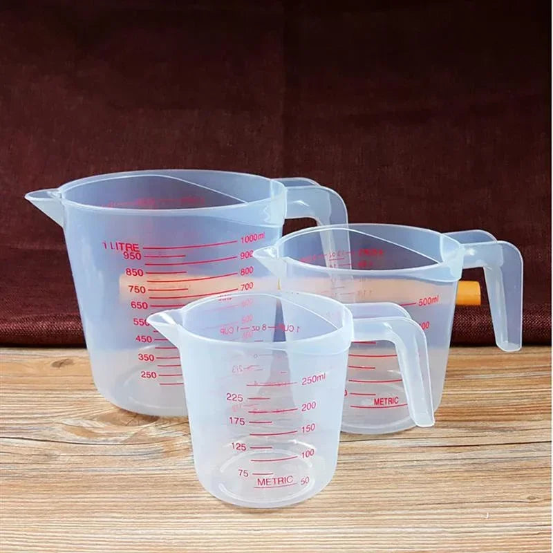 3Pcs Kits Baking Liquid Measuring Cups PVC Scale Cup Plastic Measuring Volume Beaker Kitchen Baking Tools