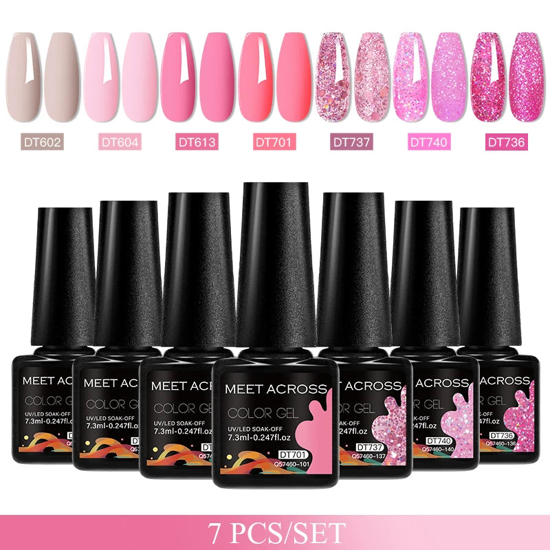 7pcs Gel Nail Polish Set For All Season 7.3ml Semi Permanent UV Gel Varnish Long Lasting Manicure Kit Soak Off Nail Supplies DIY