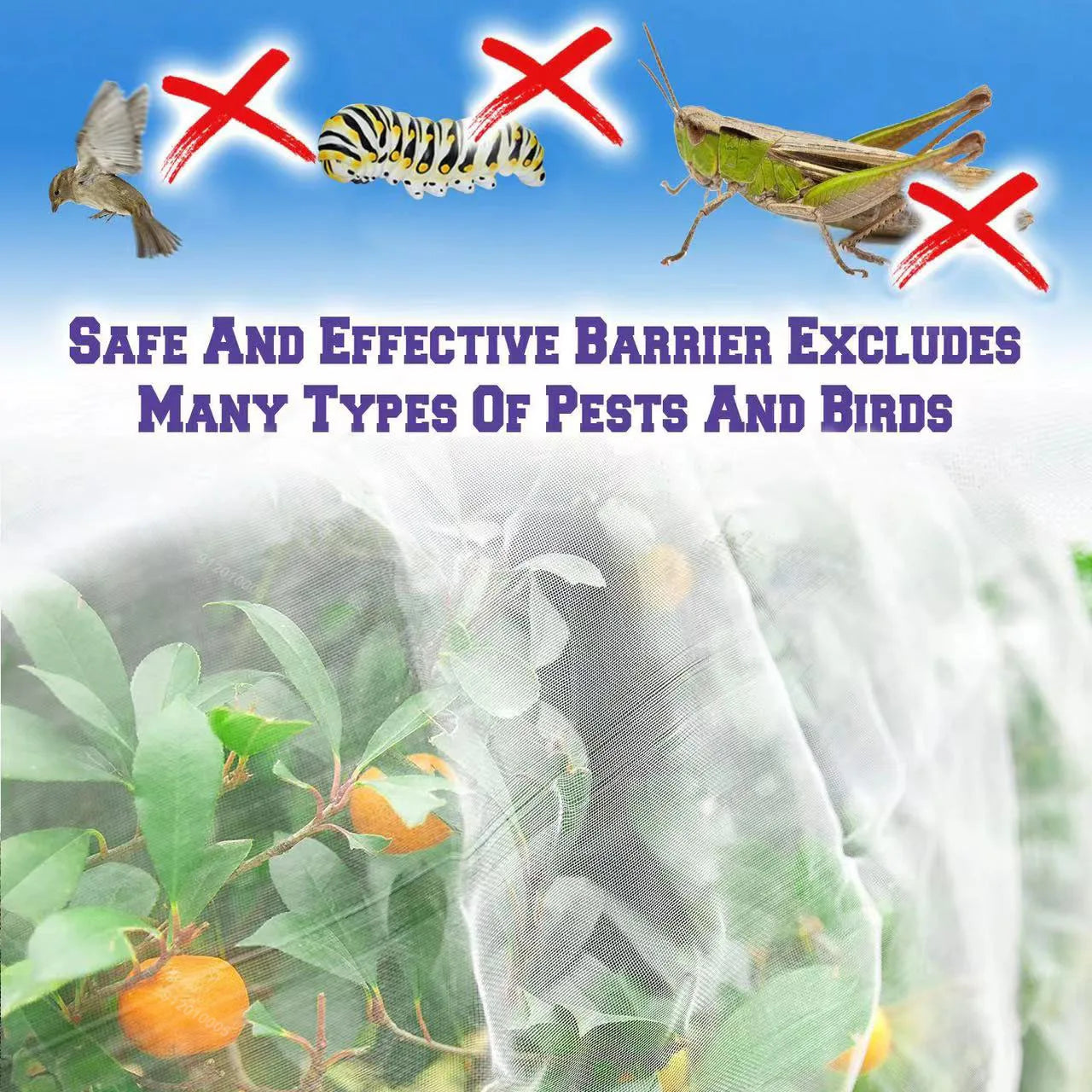 60 Mesh Plant Vegetables Insect Protection Net Garden Fruit Care Cover Flowers Protective Net Greenhouse Pest Control Anti-Bird