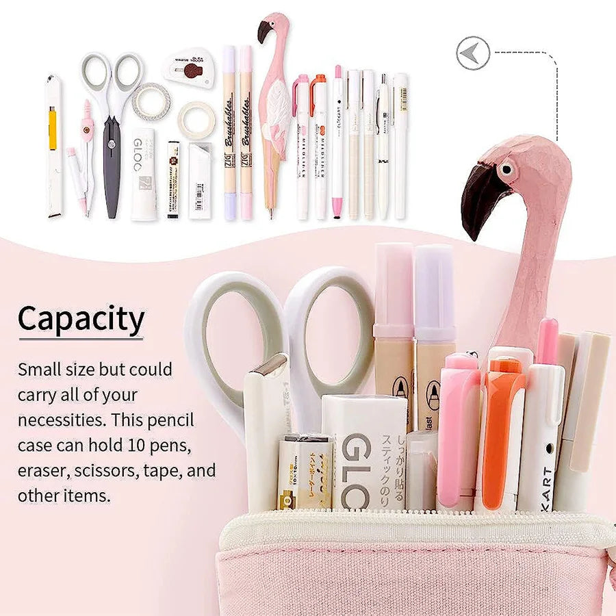 Cute Large Capacity Retractable Pencil Case Kawaii Pen Box Girls Cosmetic Storage Bag Stationery School Office Supplies