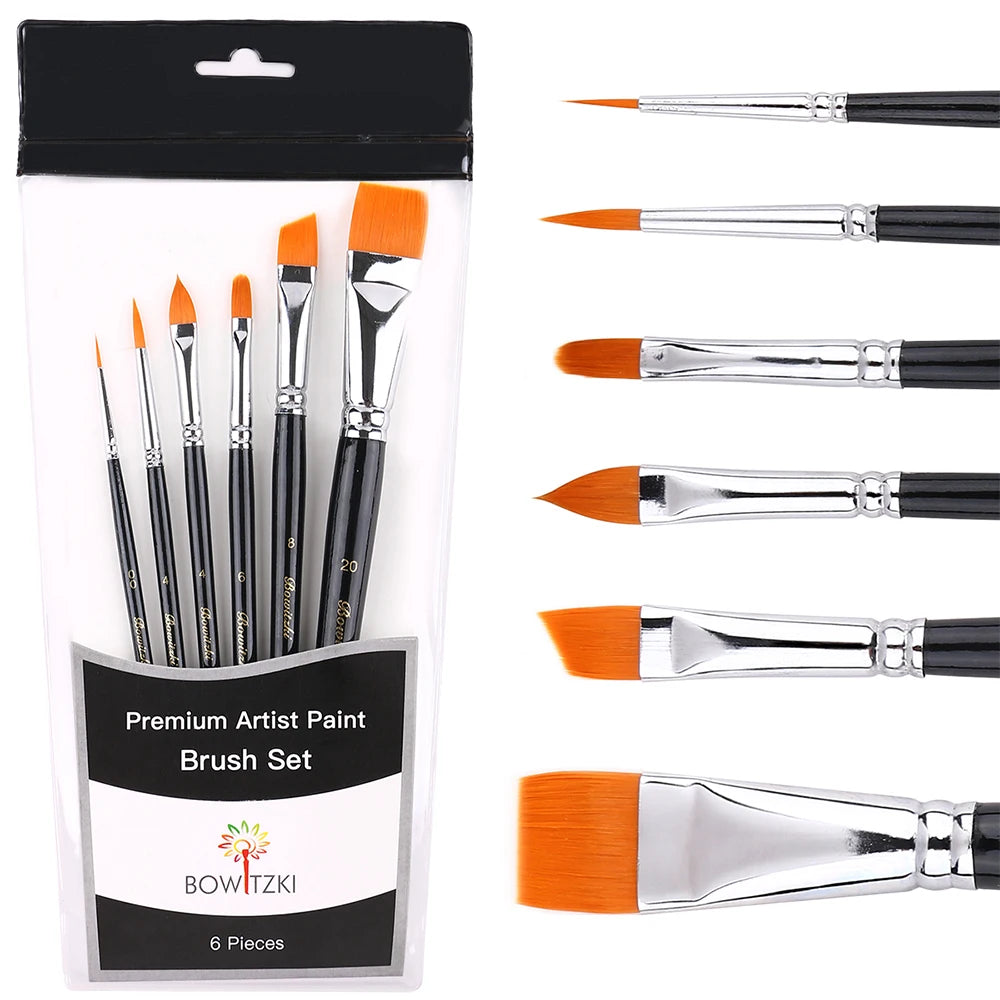 Bowitzki Face Paint Body Paint Brush Set Professional Quality Brush For Face Painting Watercolor Acrylic Oil Painting Nail Art