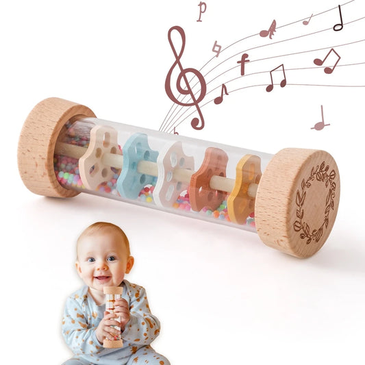 Montessori Baby Rain Stick Rainbow Hourglass Rain Music Rattle Baby Educational Toy Colorful Montessori Sensory Toys for Kids