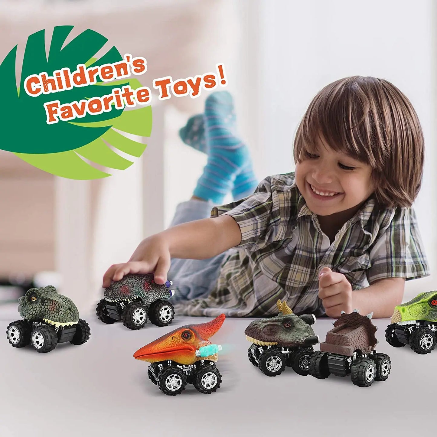 Dinosaur Toys Pull Back Cars Mini Monster Truck Car Toy Set for Kids Toddlers Boys Girls Gifts