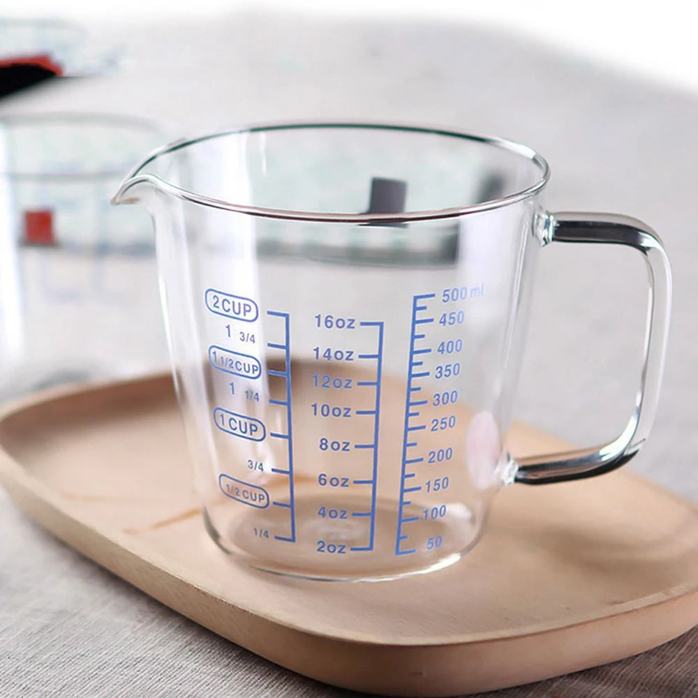 250ml/500ml Measuring Cup Kitchen Transparent Glass With Scale Durable Microwave Tool Accessories For Milk Coffee Flour Sugar