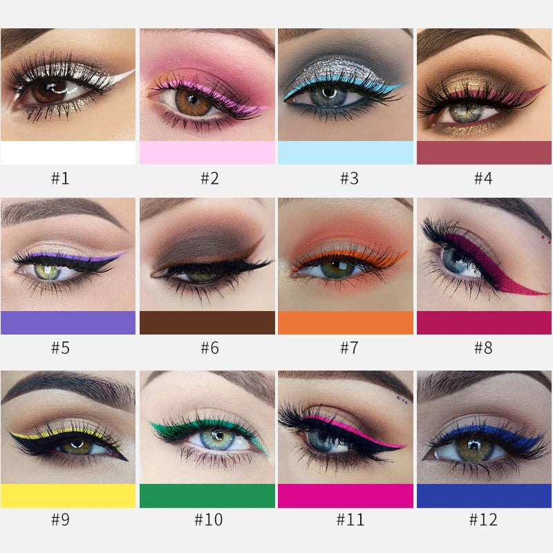 Colorful Eyeliner Pen Eyes Makeup White Pink Waterproof Liquid Color Eye Liner Pencil Matte Purple Pen Make Up Cosmetics