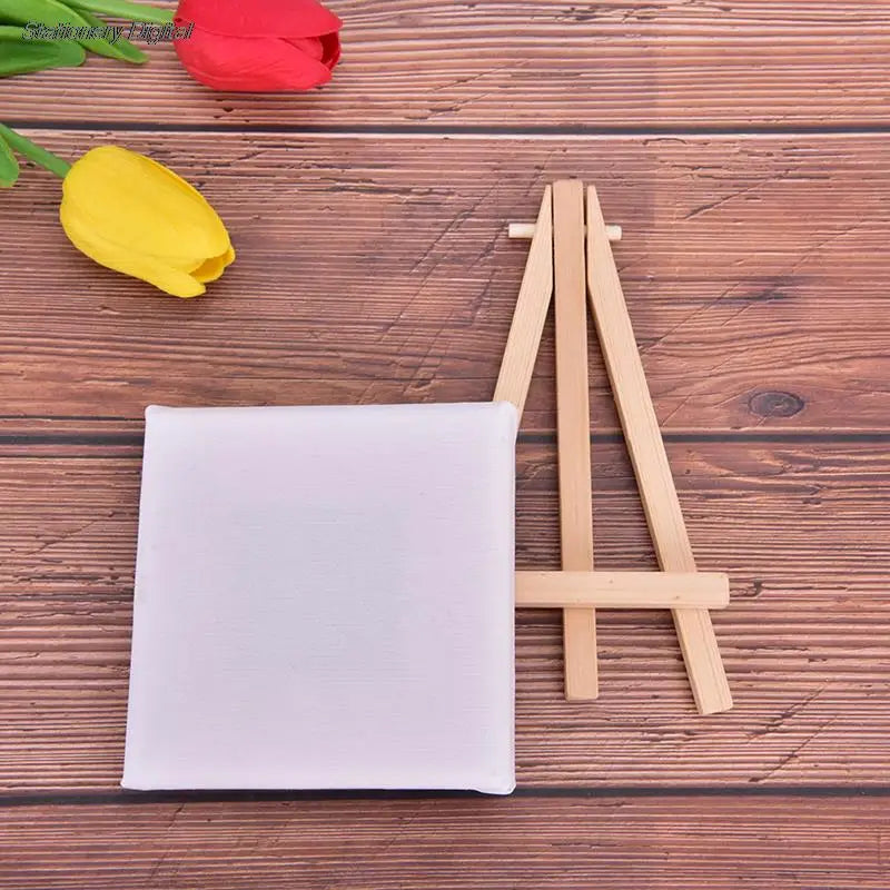 1Set Wooden Mini Blank Canvas For Painting Artist Stationery Kid Gift For Painting Acrylic Paint With Quality Easel Art Supplies