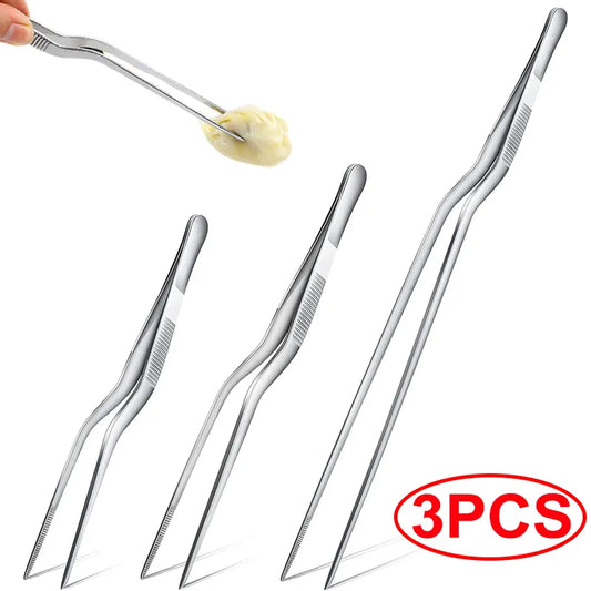 3/1Pcs Kitchen Tweezer Utensil BBQ Tweezer Food Clip Kitchen Bar Chief Tong Stainless Steel Portable for Picnic Barbecue Cooking