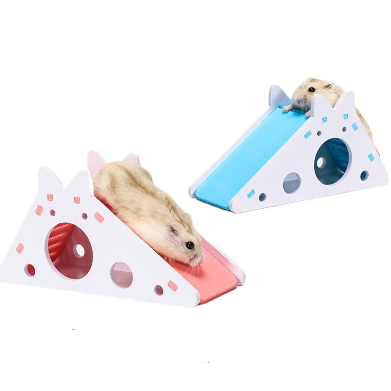 Assembled Hamster Slide Toy Guinea Pig Golden Bear Wooden Colorful Hamster House Small Pets Cage Toys Hamster Accessories