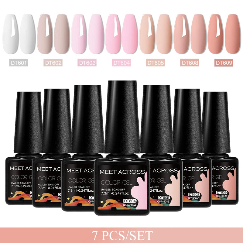 7pcs Gel Nail Polish Set For All Season 7.3ml Semi Permanent UV Gel Varnish Long Lasting Manicure Kit Soak Off Nail Supplies DIY