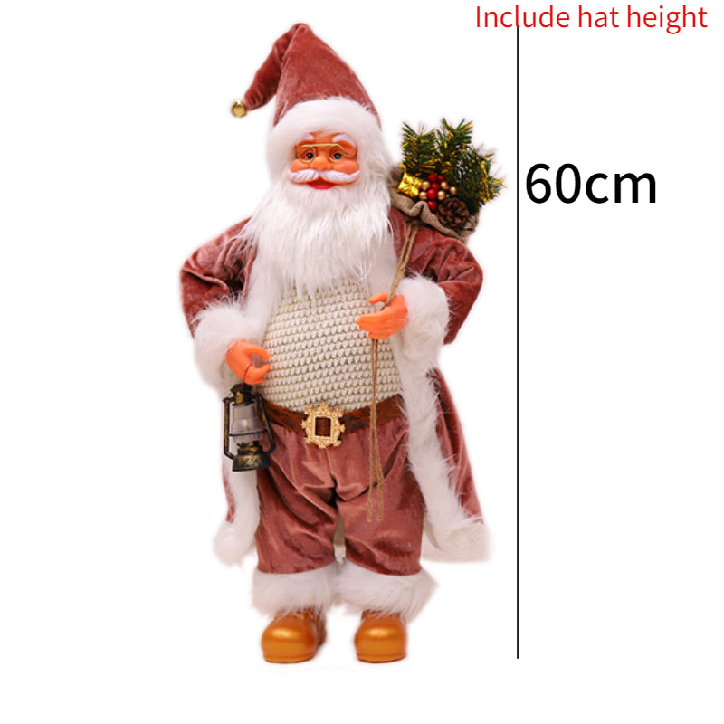 60cm Large Santa Claus Merry Christmas Decorations for Home Happy New Year 2023 Fabric Knitting Clothes Doll Window Decor