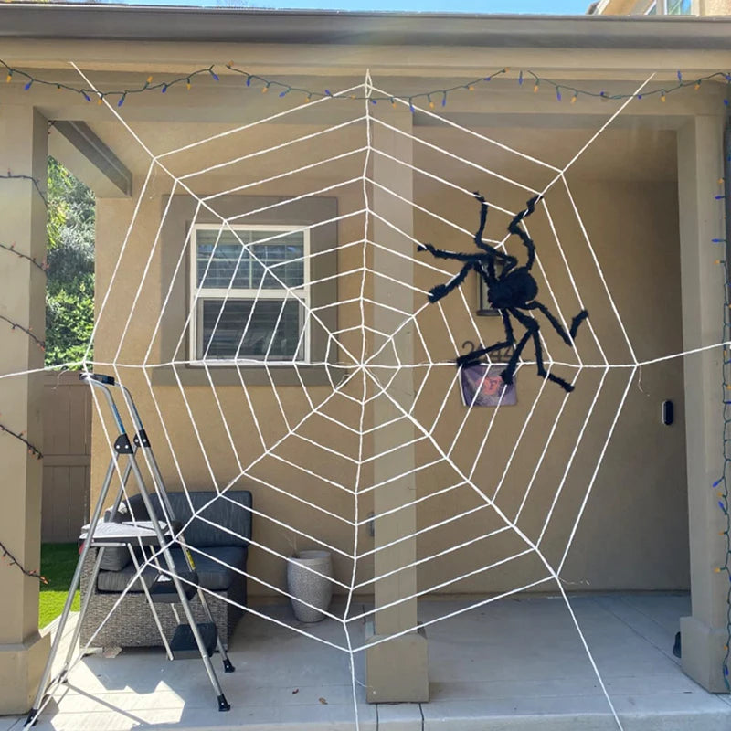 Halloween Spider Web Lights LED Scary Giant Spider Net for Halloween Party Indoor Outdoor Garden Yard Decor Haunted House Props