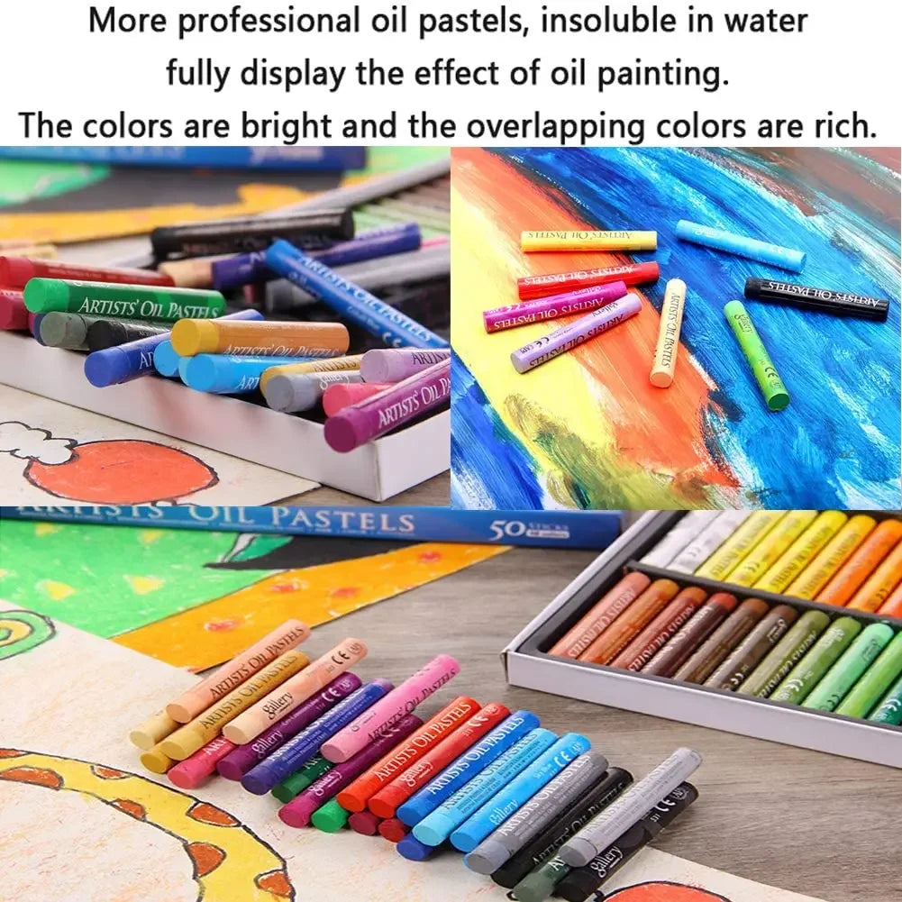 12/25/50 color Artist Oil Pastel Set Crayons Washable Professional Round Non Toxic Sticks Painting Drawing Graffiti Art