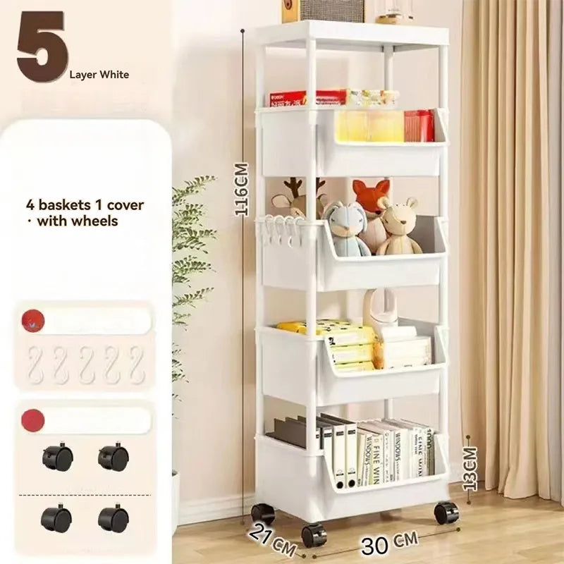 Kitchen Corner Storage Rack Narrow Slit Storage Cabinet Bathroom Living Room Home Organizer Mobile Bookshelf Floor Storage Rack