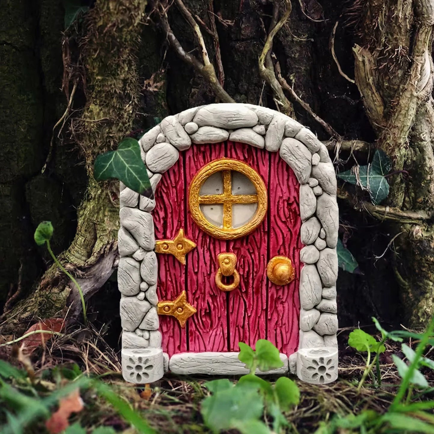 Home Creative Yard Art Mini Arch Cute Fairy Gnome Window Door Mouse Hole Miniature Wood Outdoor Garden Sculpture Elf Craft Decor