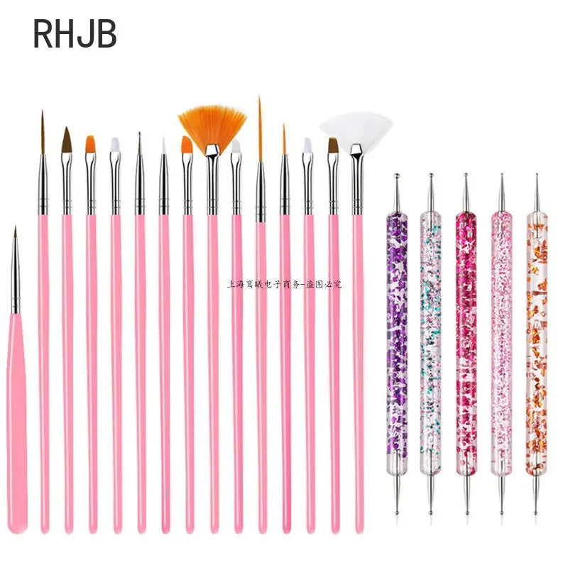 New 2025 Multiple nail art nail brush Design Tip Drawing Carving Dotting Nail Pen Builder Flat Liner Acrylic Gel Polish Manicure