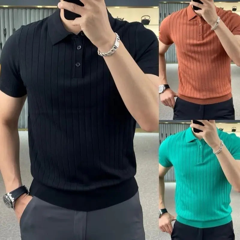 Summer Streetwear Fashion Men Clothing Polo Shirts Koreon Casual Male Clothes Solid Short Sleeve Thin Lapel Slim Business Tops