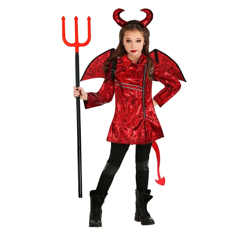 Disguise Devil Cosplay Child Boys Girls Wigs Horns Stage Fantasia Costume Kids Roleplay Role Play Fancy Dress Up Party Cloth