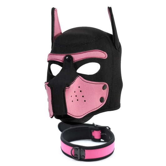 Puppy Cosplay Costumes of Padded Rubber Full Head Hood Mask with Ears for Couples Women Dog Role Play Games Exotic Accessories