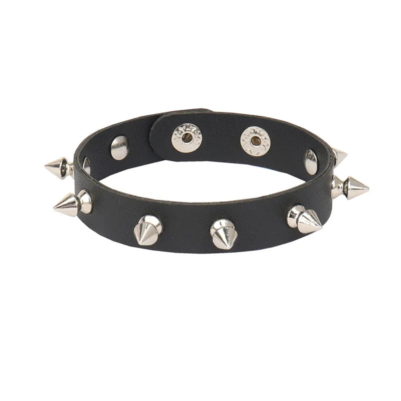 New Black Goth Bracelets For Women Punk Boho Emo Spike Rivets Leather Charm Bracelet Cuff Bangles Festival Jewelry Party Gifts