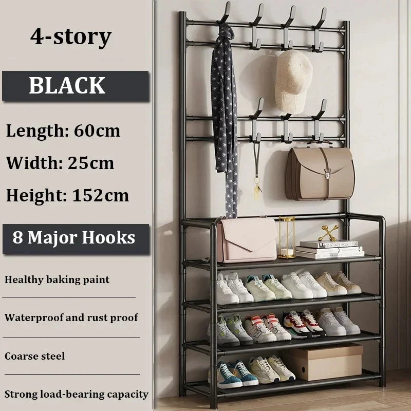 DIY Multi-Layer Shoe Rack Coat Rack Storage Doorway Shoe Shelf Clothes Hanger Clothing Drying Home Dorm Balcony Hall Furniture