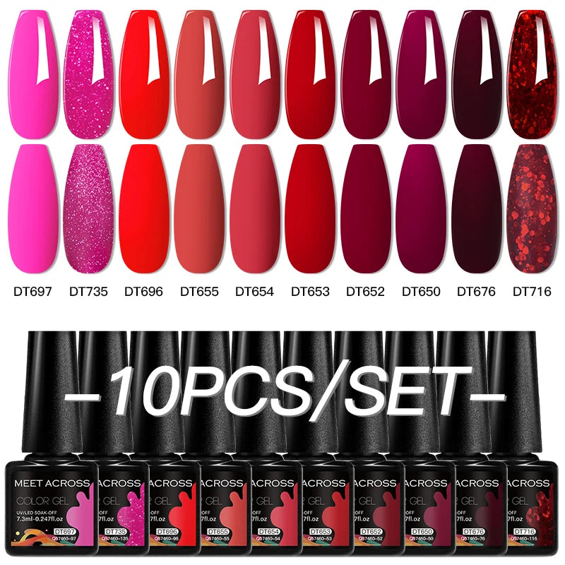 10Pcs Gel Nail Polish Set Macaron Color Semi Permanent UV Gel Varnish For Summer Long Lasting Manicure Kit Soak Off Nail Supplie