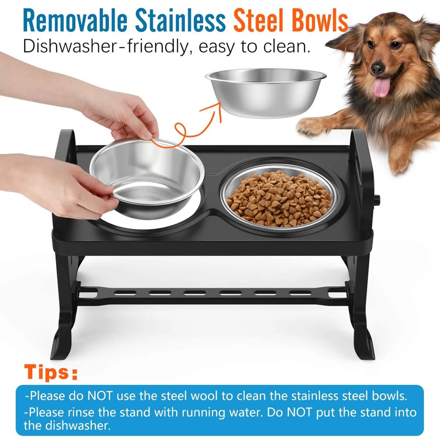 Anti-Slip Elevated Dog Bowls Raised Pet Feeder for Small Medium Large Dogs Elevated Dog Bowl Dog Cat Food Water Feeder Dish