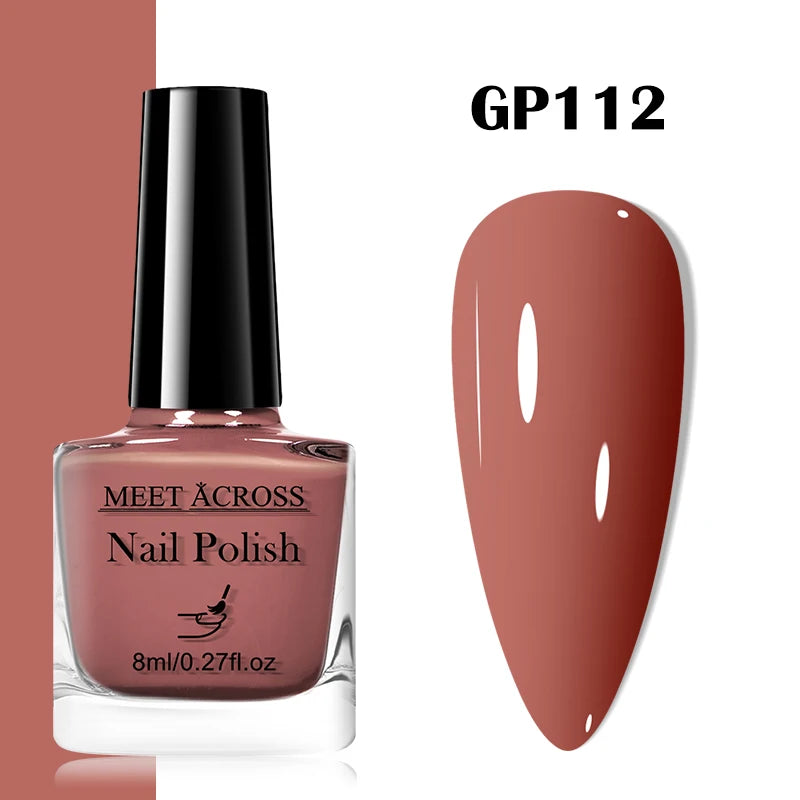 MEET ACROSS 8ml Pink White Nude Water-Based Peel Off Nail Polish Glass Bottle Nail Art Polish DIY Design No Need Lamp