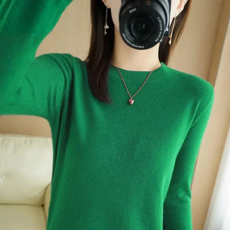 2024 Women Sweater Spring Autumn Long Sleeve O-neck Pullovers Warm Bottoming Shirts Korean Fashion Sweater Knitwear Soft Jumpers