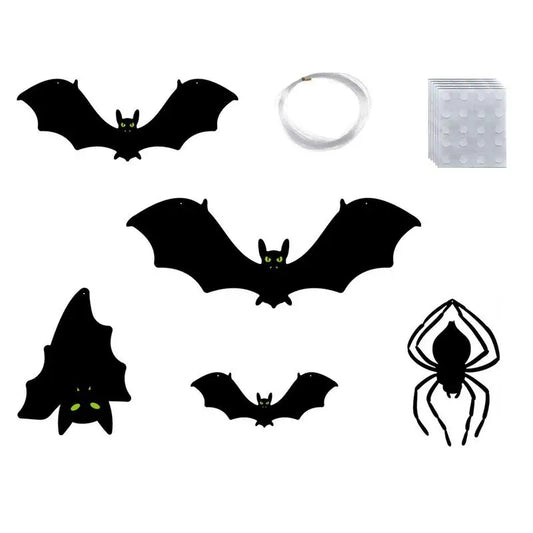 Bats with Glowing Eyes Eerie Spider Sticker for Halloween Decor Party Prop Indoor Outdoor Ornament for Walls Ceiling Stairs Door