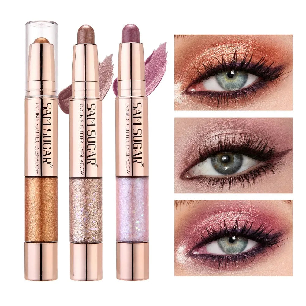 Double Head Liquid Eyeshadow Pearl Eye Shadow Contour Lying Silkworm Pen Sparking Waterproof Long Lasting Party Eye Makeup Tools