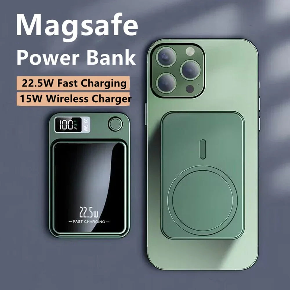 For iPhone 100000mAh Magnetic Wireless Power Bank Fast Charger For Magsafe Portable Auxiliary Battery Pack For Xiaomi Samsung