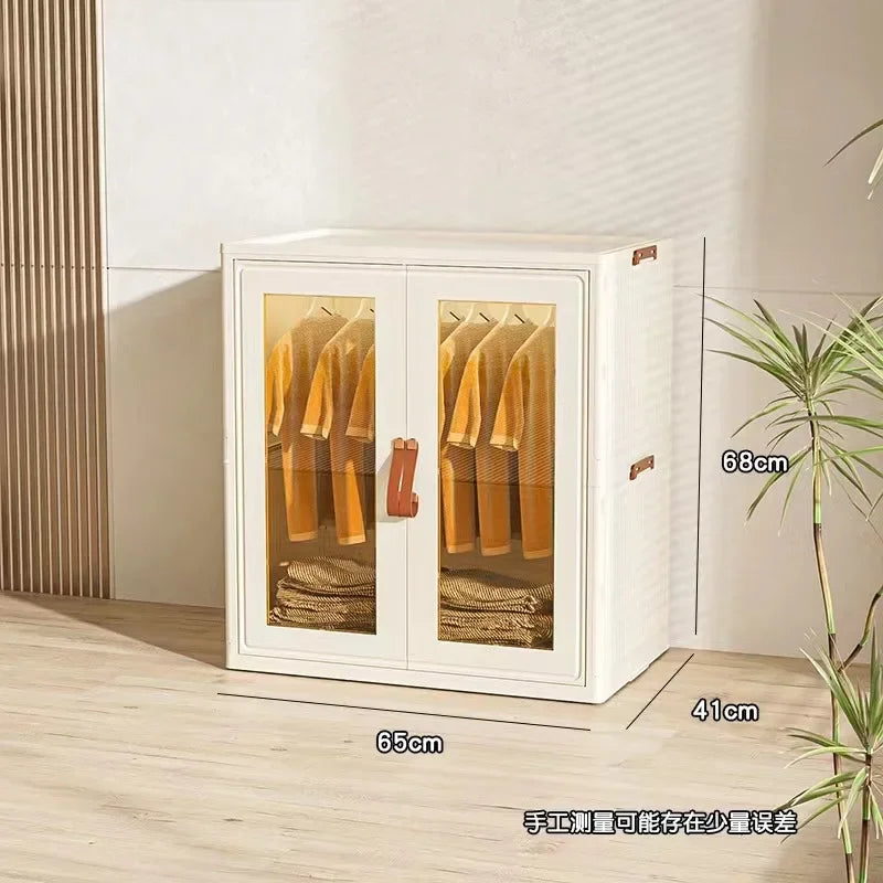 Folding Storage Cabinet For Clothes, Wardrobes, Household Snacks, Plastic Organizer Bin Baby Living Room Floor-Standing Cabinet﻿