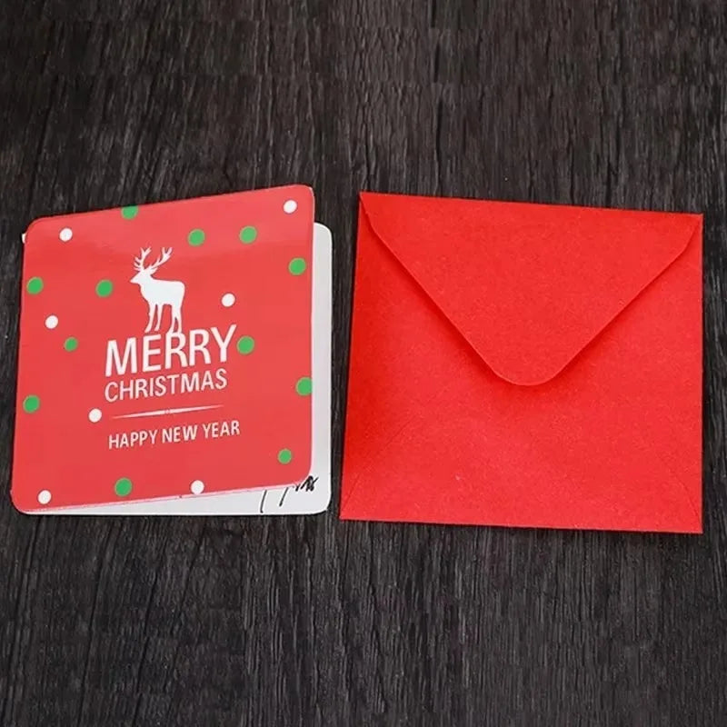 24 Pcs/lot Christmas Greeting Card Kids Mini Christmas Blessing Greeting Cards Envelope New Year Postcard Gift Card Xmas Party