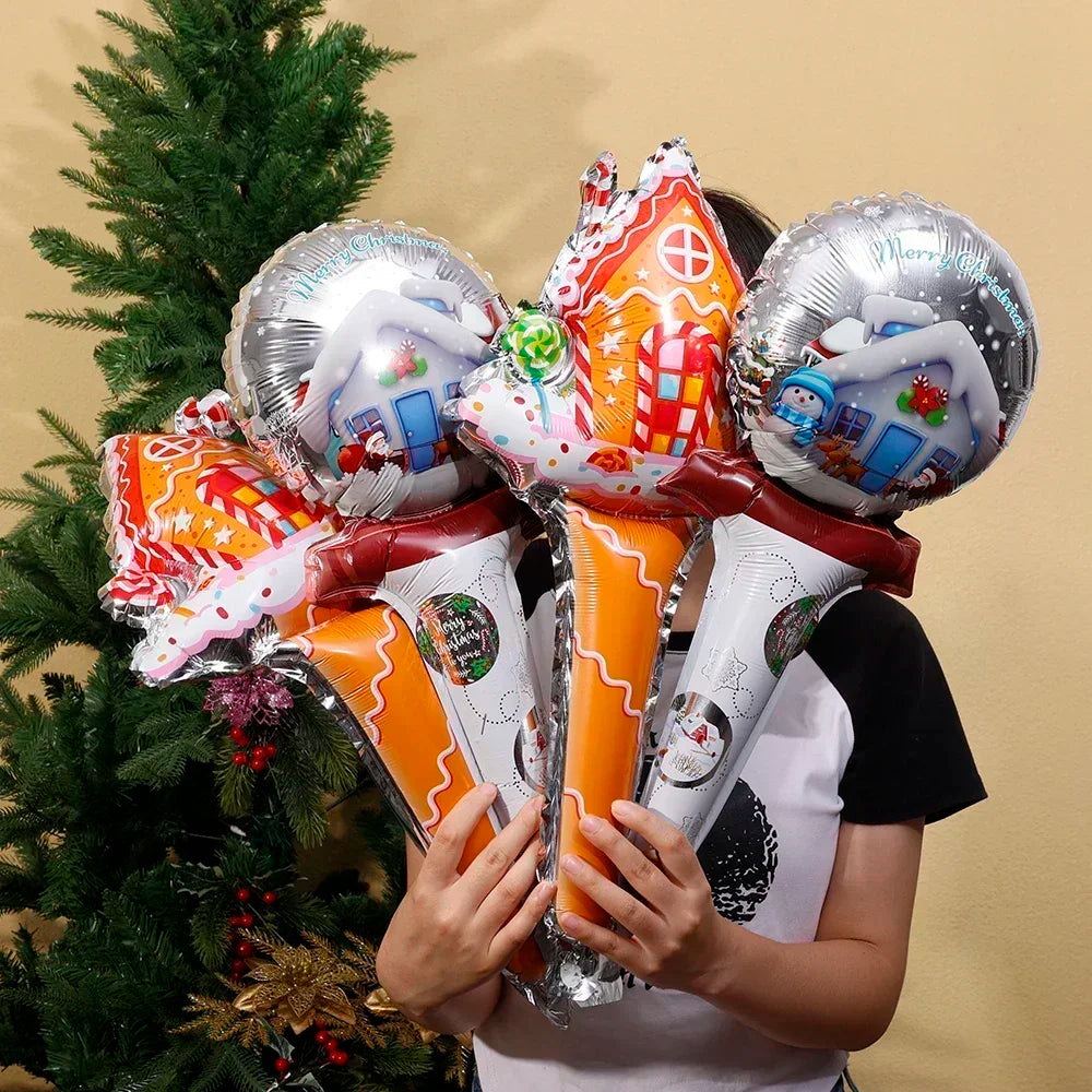 1-15PCS Christmas Balloons Aluminum Foil Small Balloon Toy Xmas Tree Gingerbread Man Santa Birthday Party Holiday Decoration