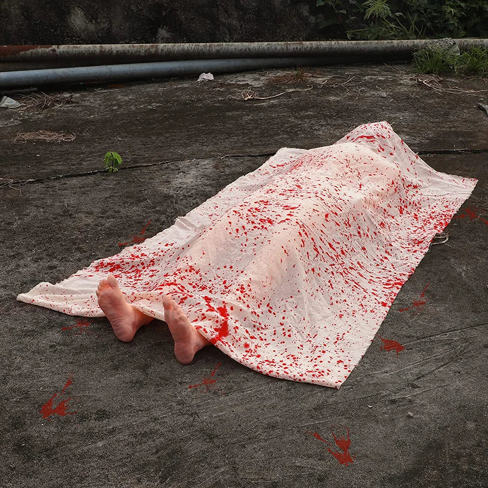 Halloween Dead Victim Props Thick Cloth With Blood Prints Fake Corpse Crime Scene Decoration Scary Fake Corpse For Haunted House