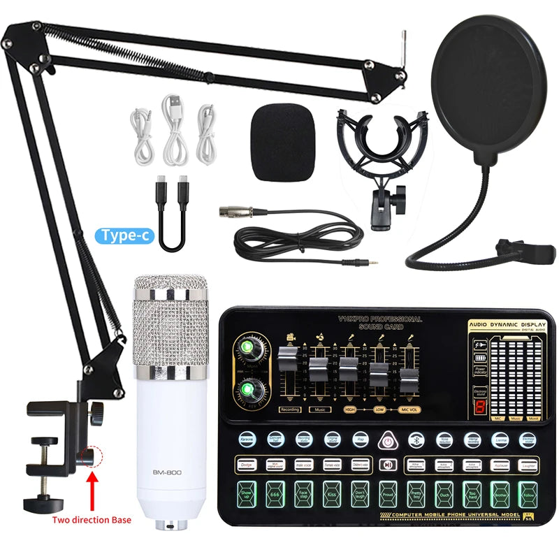 Go BM 800 Condenser Microphone Bundle Professional Studio Microphone Live Sound Card Wireless Adjustable Mic Suspension Scissor