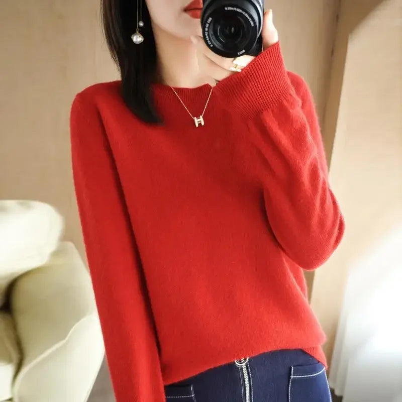 2024 Women Sweater Spring Autumn Long Sleeve O-neck Pullovers Warm Bottoming Shirts Korean Fashion Sweater Knitwear Soft Jumpers