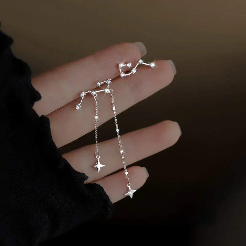 Asymmetry Shiny Zircon Big Dipper Earring Exquisite Personality Constellation Star Earring For Girl Fashion Jewelry Accessories