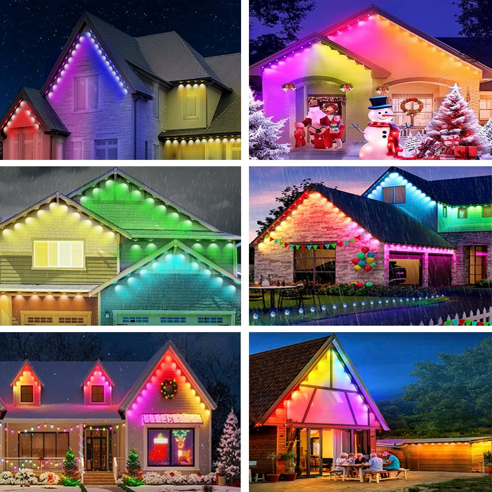 Wiscolor Smart WIFI RGBIC Eaves Lights Permanent Outdoor Lights Outdoor Waterproof Light Strings Support Alexa, Google Assistant