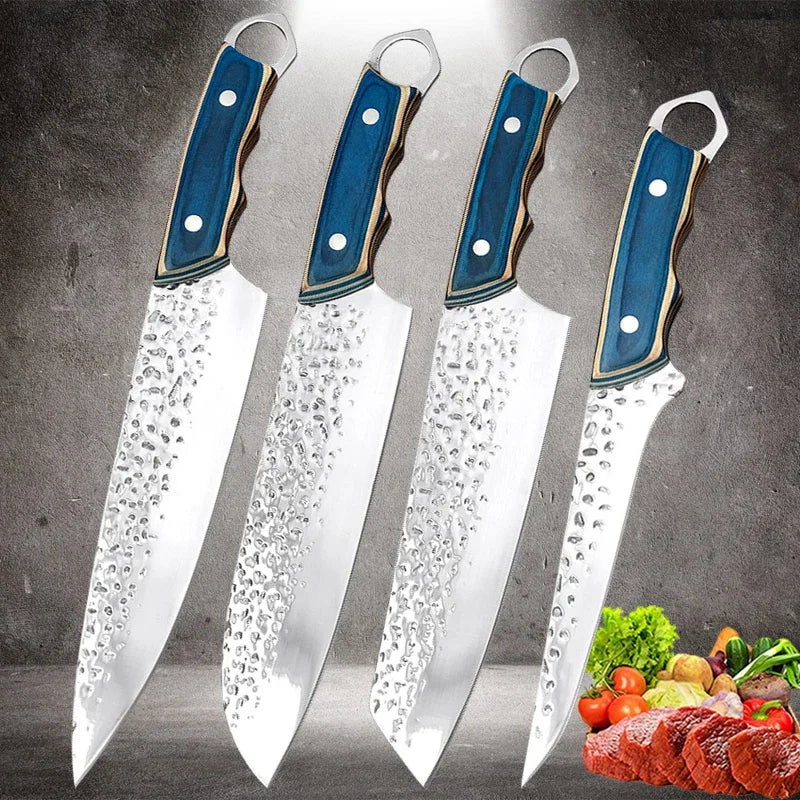 Professional Japanese Forged Kitchen Chef Knives 5Cr15Mov Stainless Steel Meat Fish Fruit Boning Butcher Cleaver Knife Set