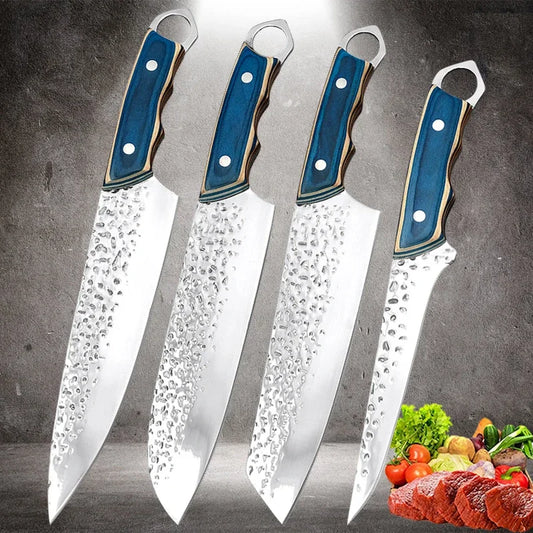 Professional Japanese Forged Kitchen Chef Knives 5Cr15Mov Stainless Steel Meat Fish Fruit Boning Butcher Cleaver Knife Set