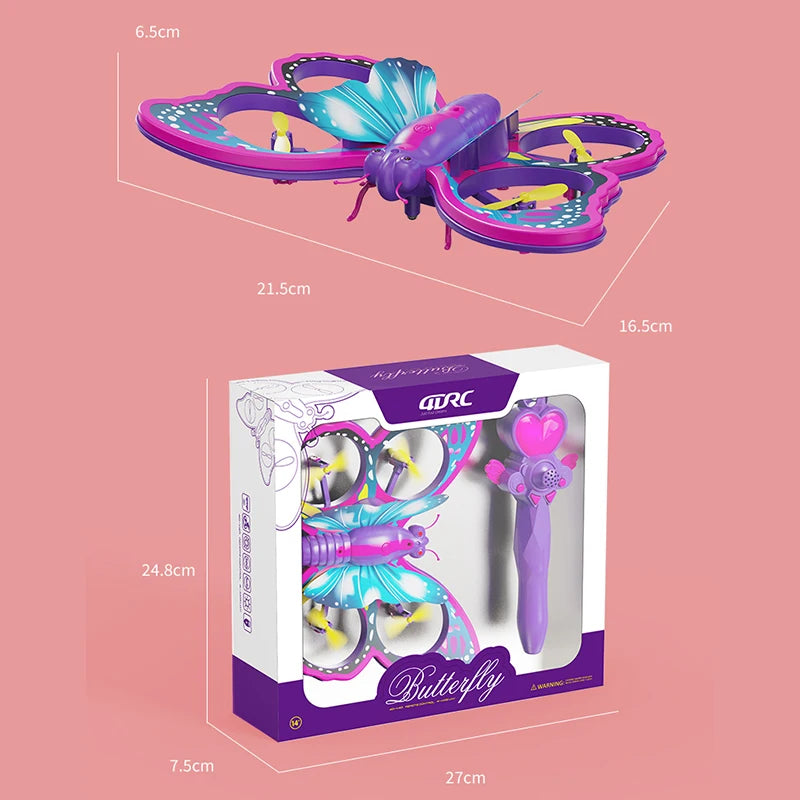 One Click Takeoff Flash Butterfly Four Axis Aircraft Colorful Toy Second Child Remote Control Butterfly Aircraft Toy Gift